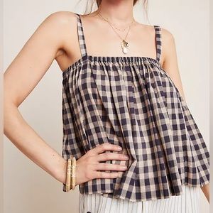 CITIZENS OF HUMANITY Colette Swing Gingham Plaid Tank in Tan and Black